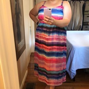 Lane Bryant Maxi Monet Rainbow Dress